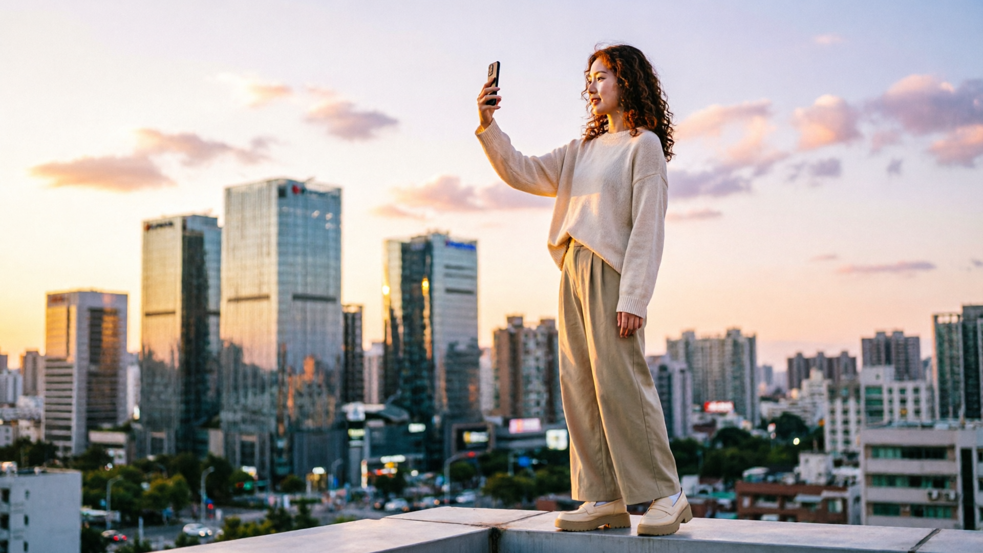 Creator holding phone for thumbnail, 4:5