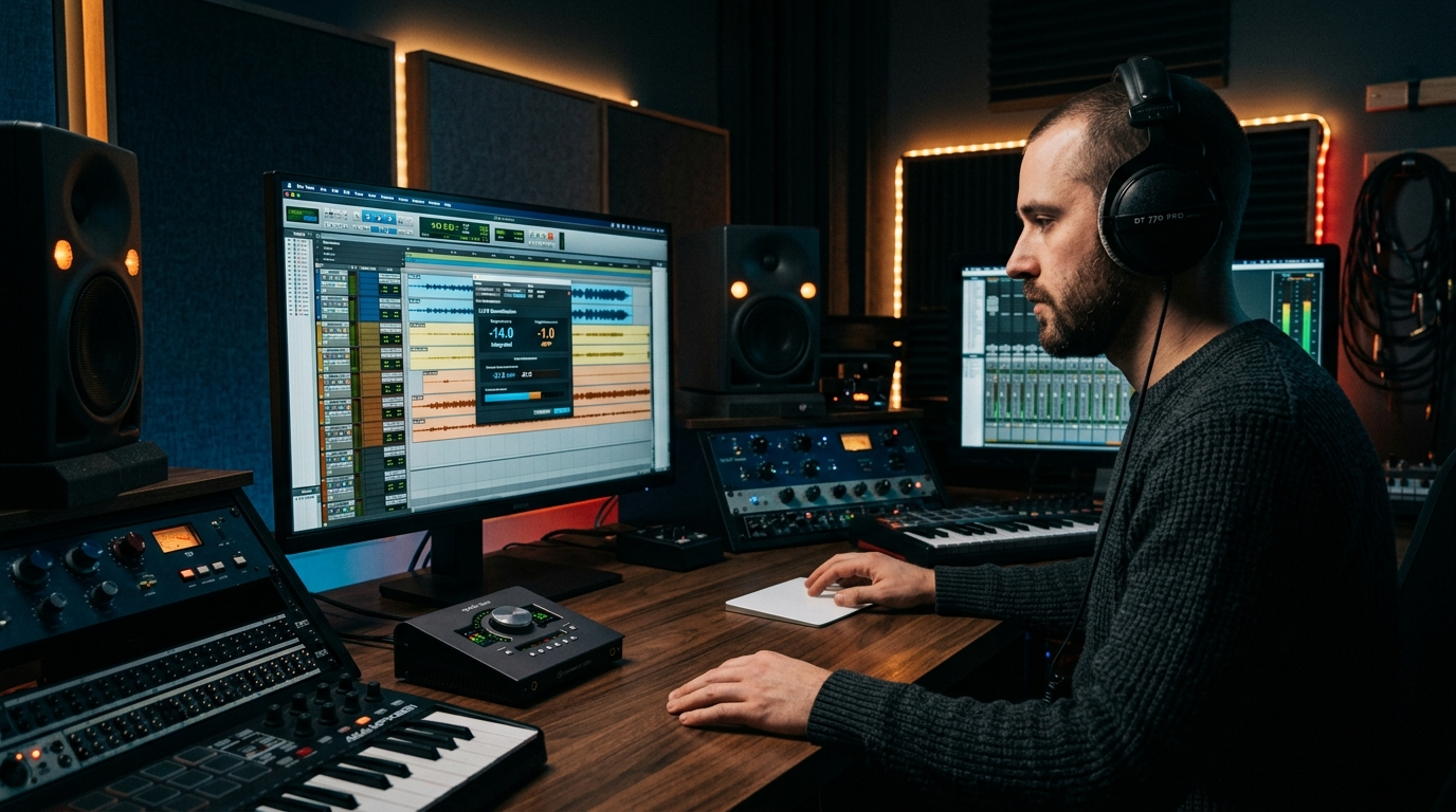 DAW screen showing loudness normalization