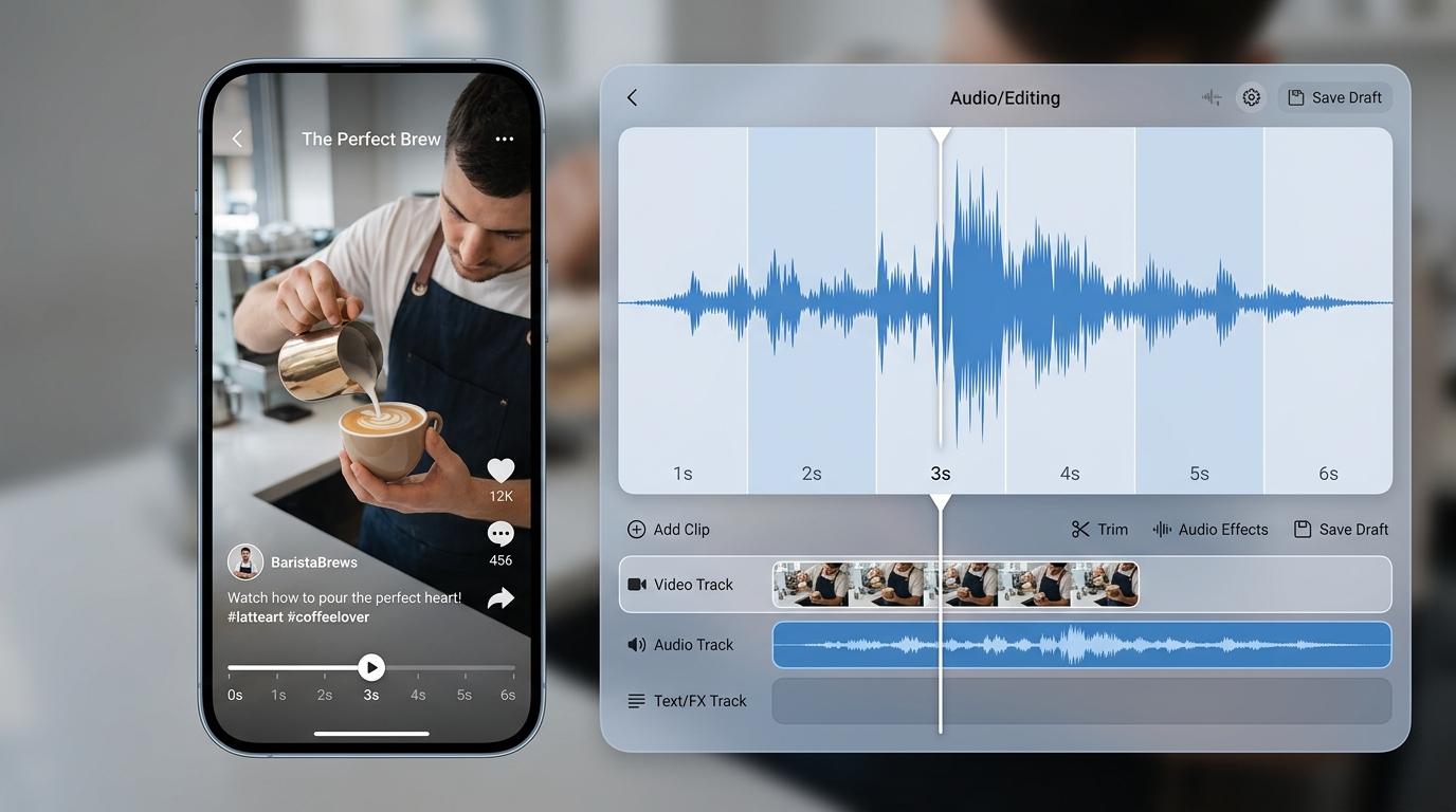 Video timeline synced to a 6s waveform