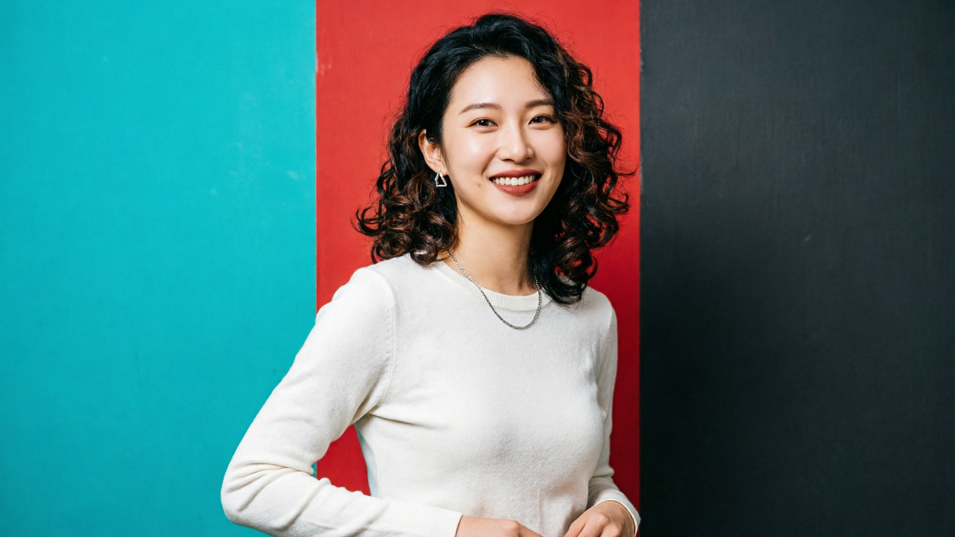 Creator portrait restyled into three background colors
