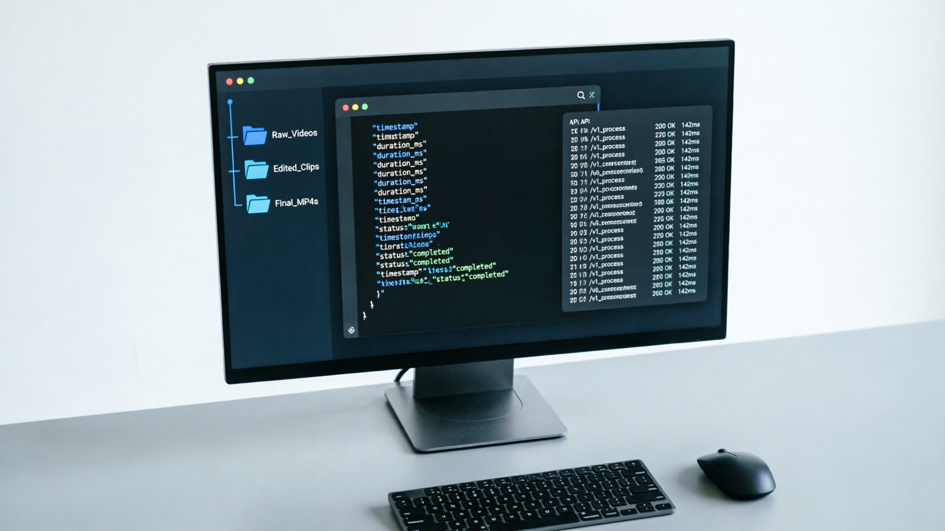 Monitor showing batch JSONL manifest and video files