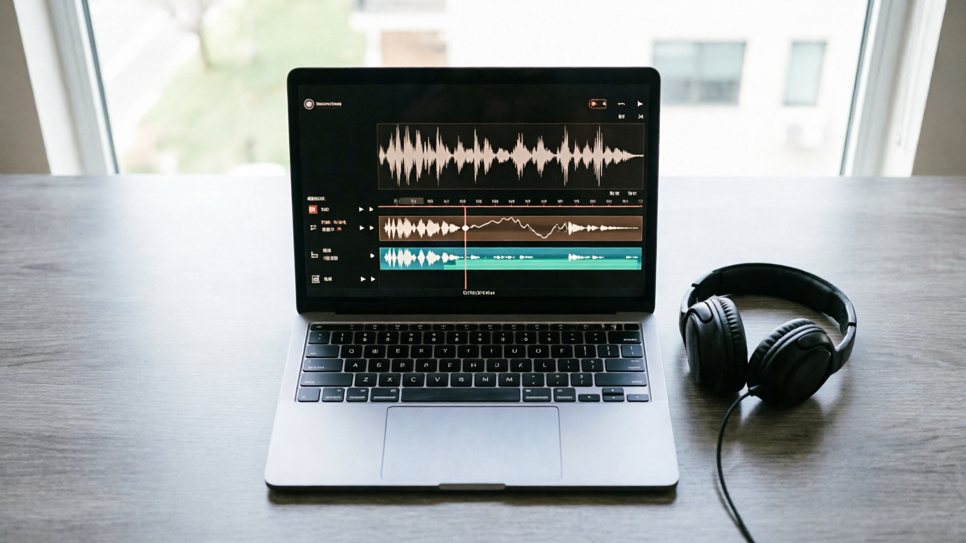 Video editing timeline showing instrumental under narration