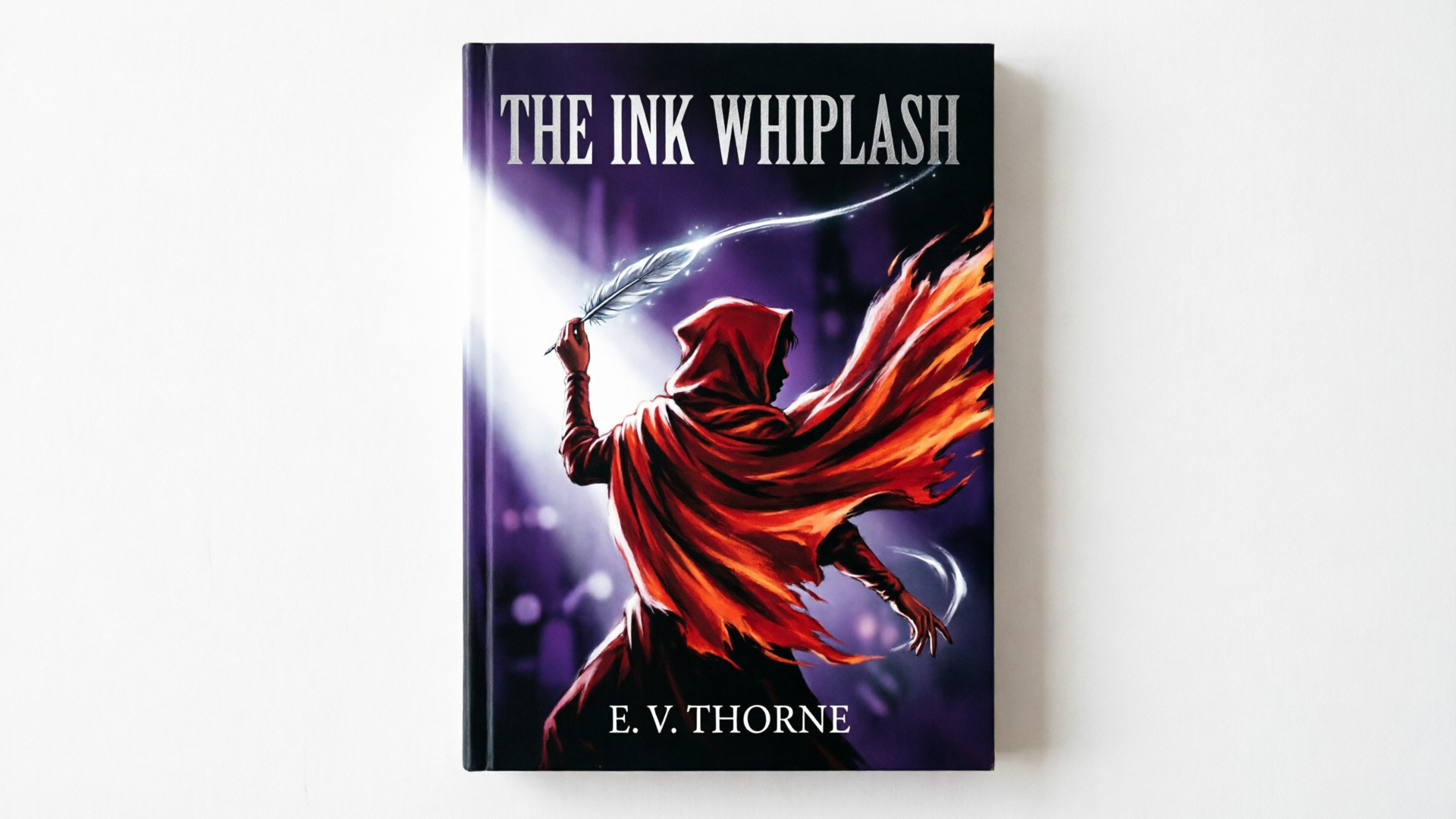 Vertical crop of an illustrated book cover with dramatic lighting and motion