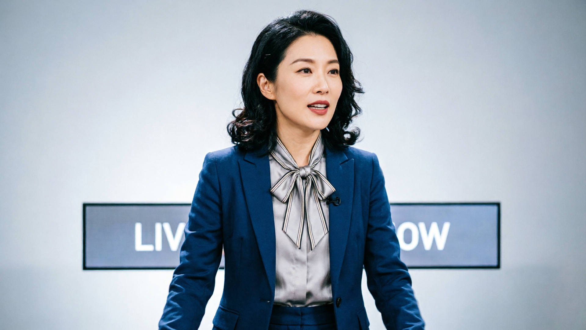 Branded news-anchor portrait ready for export