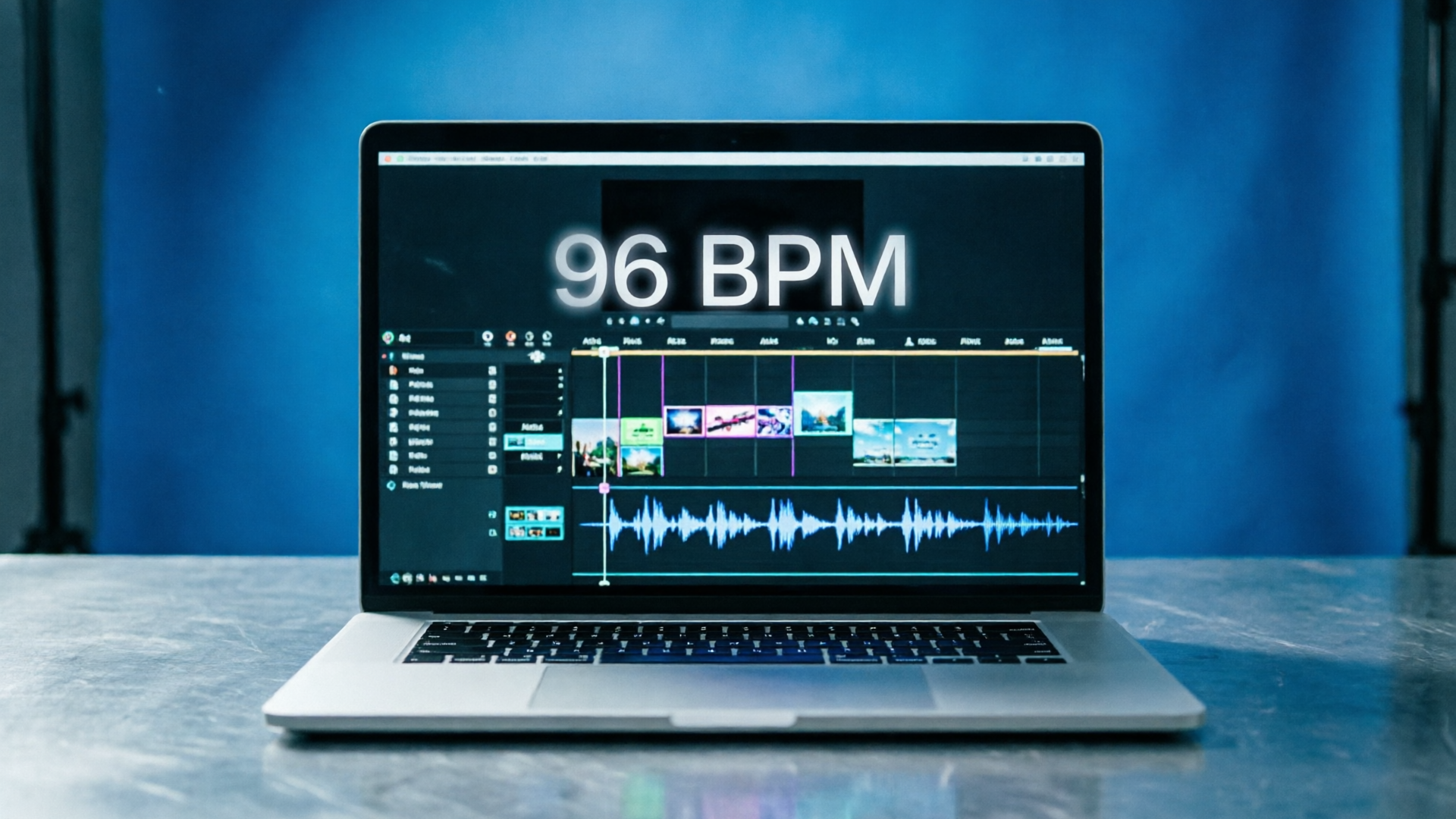 Video timeline showing 96 BPM alignment