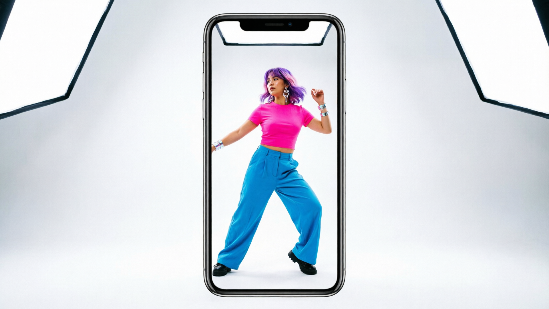 Smartphone showing a 15-second generated dance clip