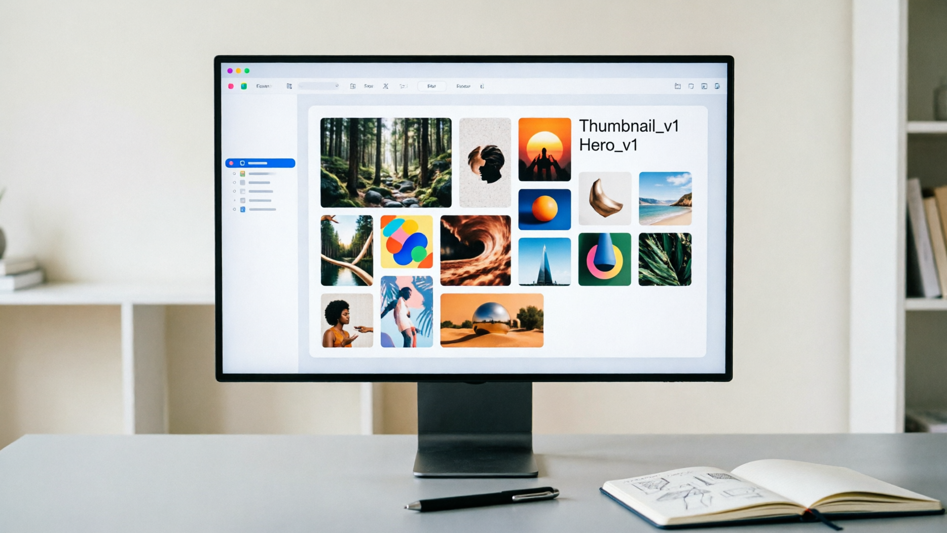 Annotated moodboard in Figma with exported crops labeled for handoff
