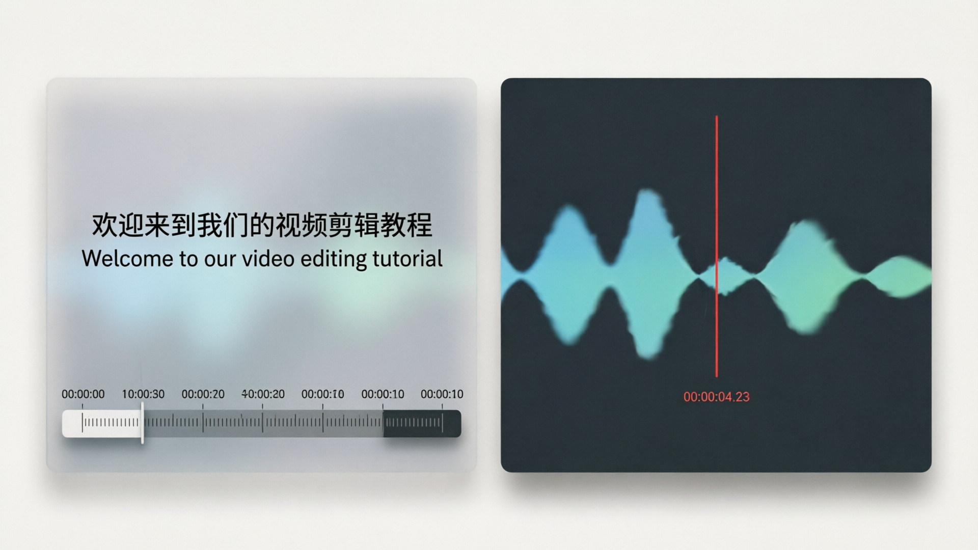 Dubbing timeline with translated subtitles and synced waveform