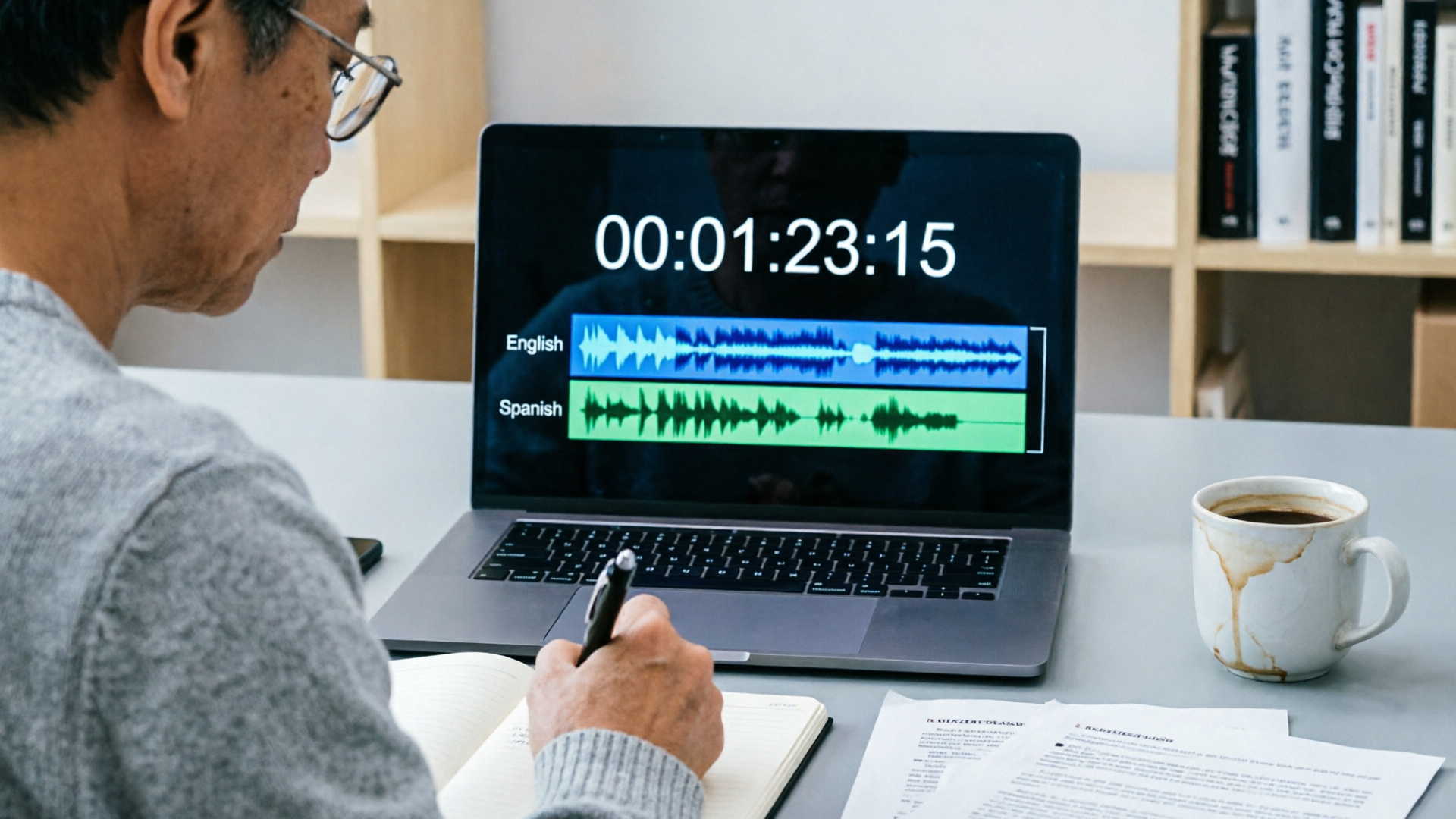 Localization setup with video and multilingual audio tracks on screen