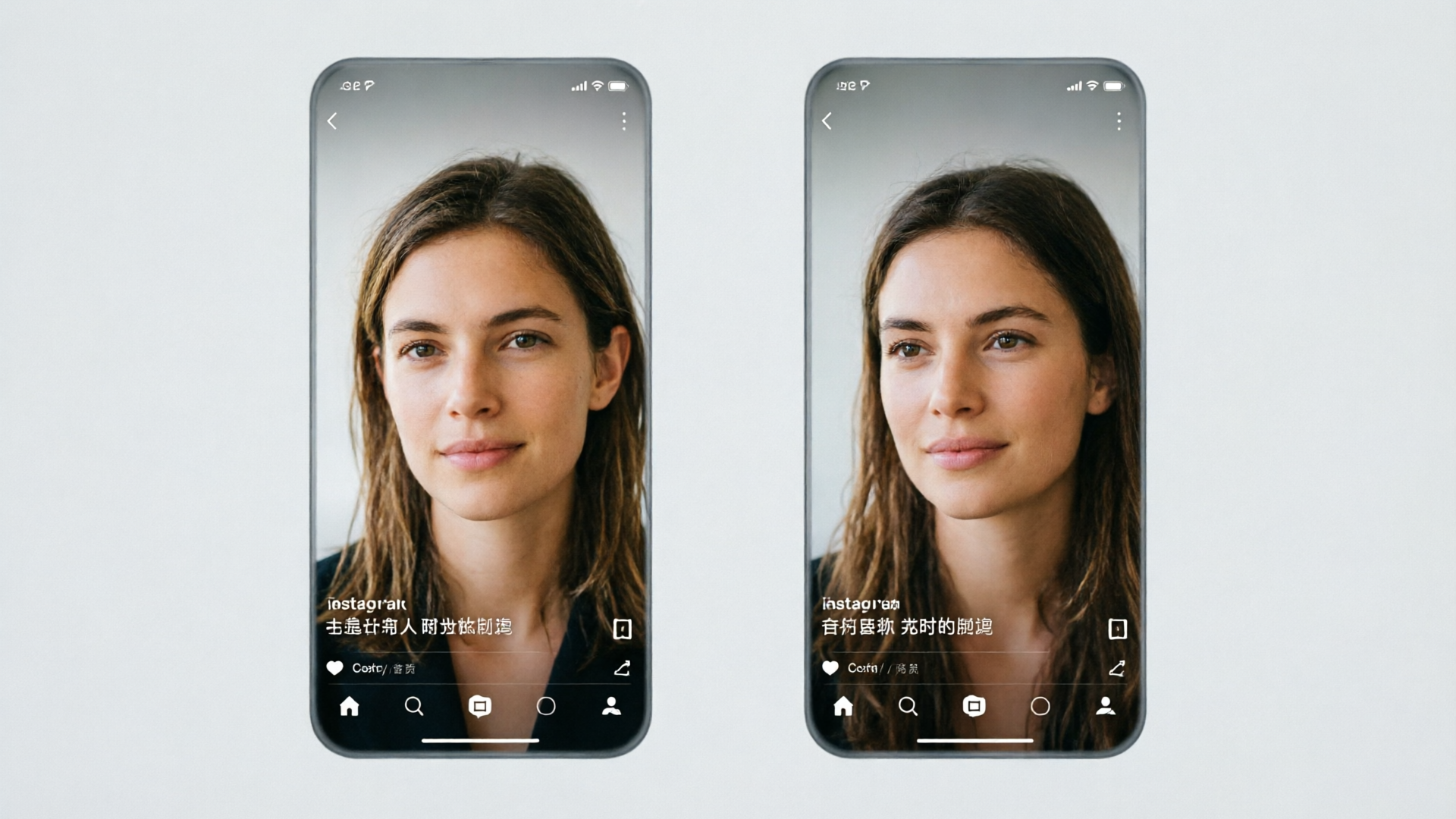 Side-by-side original and dubbed Reel on a phone UI