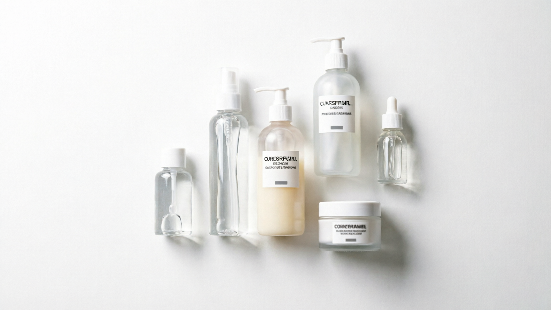Skincare bottles flat-lay for animated B-roll