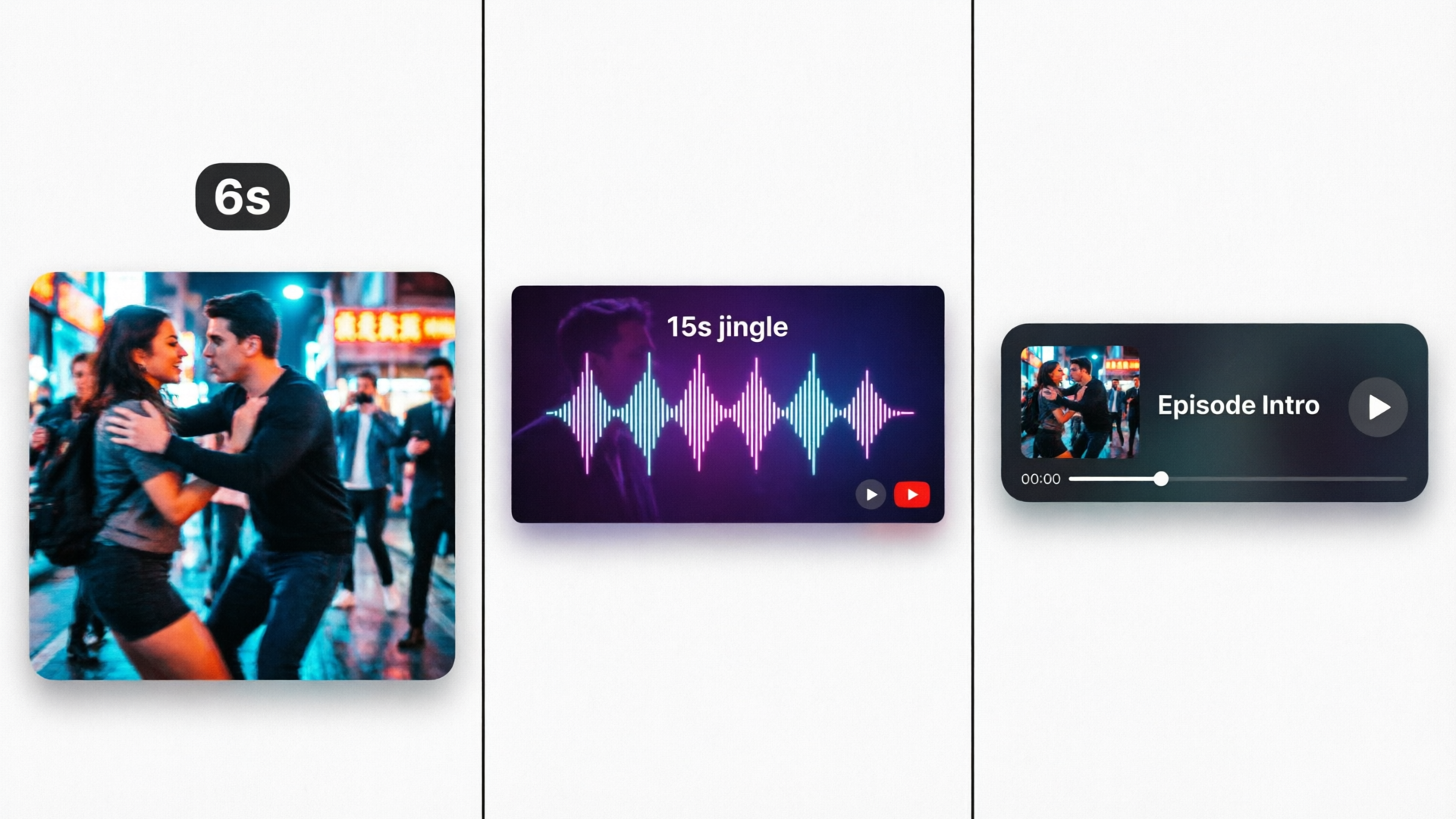 Split-screen of platforms using a jingle across formats
