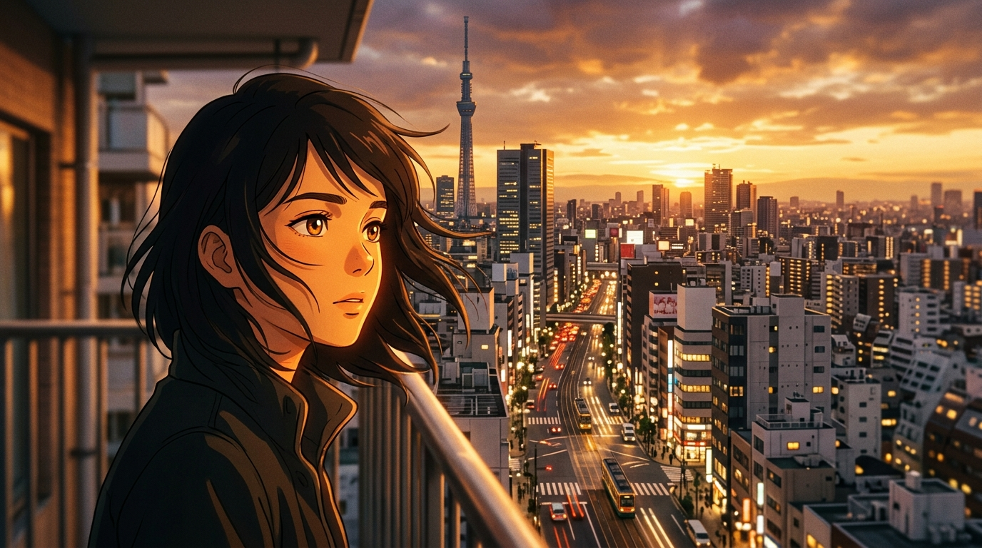 Animated face layer over moving background creating parallax