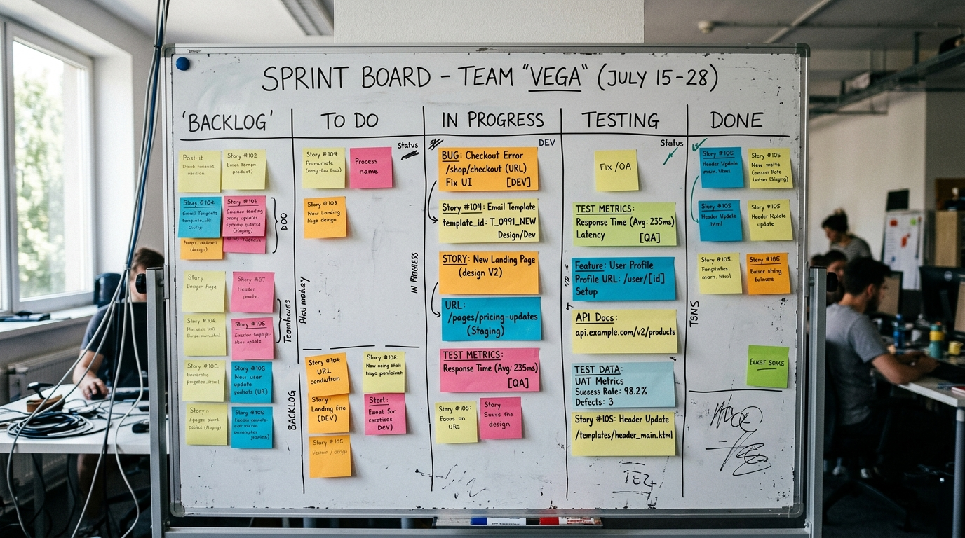 Sprint board for template-driven ad production