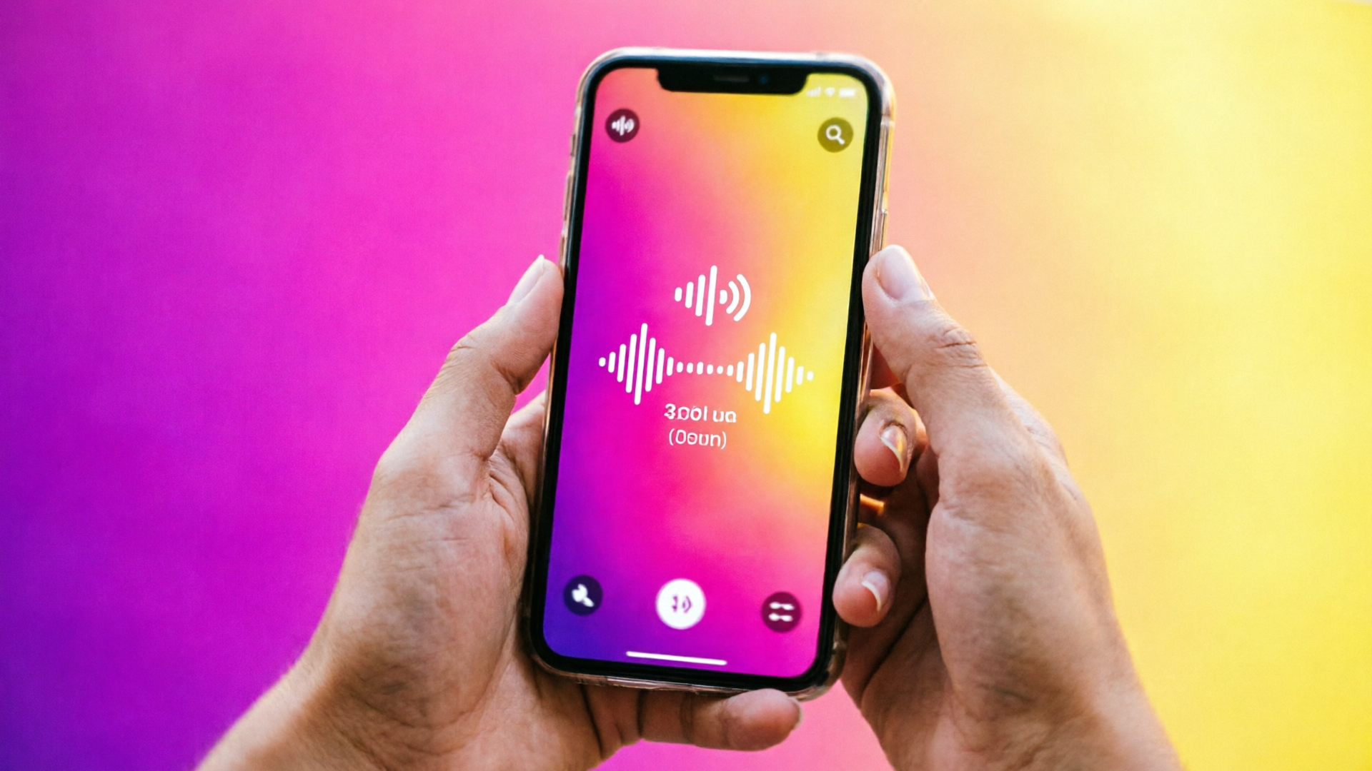 Phone playing audio logo during vertical social ad
