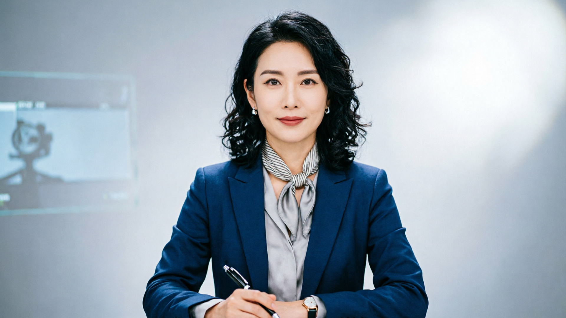 News-anchor style avatar framed like a teleprompter read