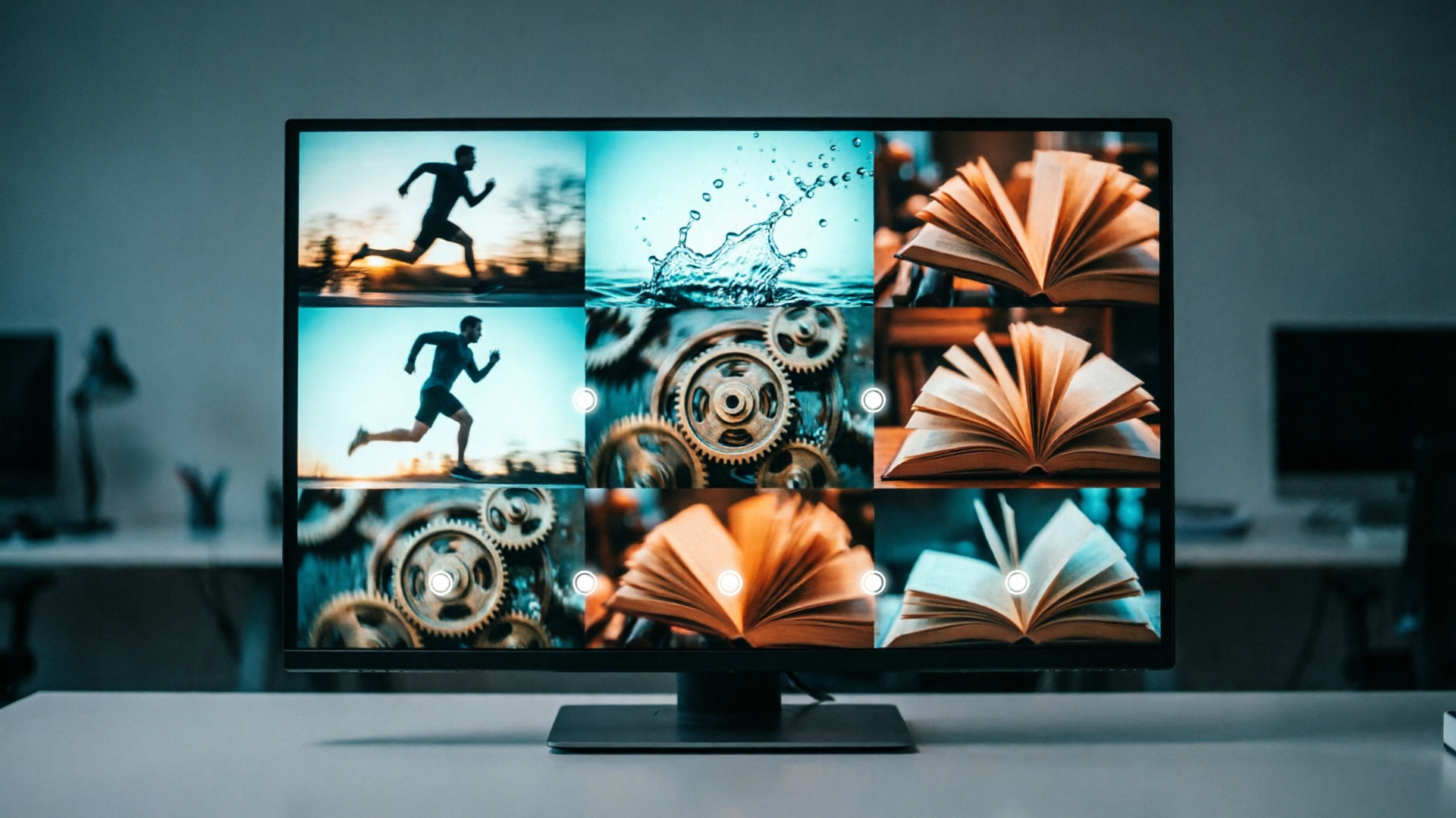 Monitor showing montage with beat markers