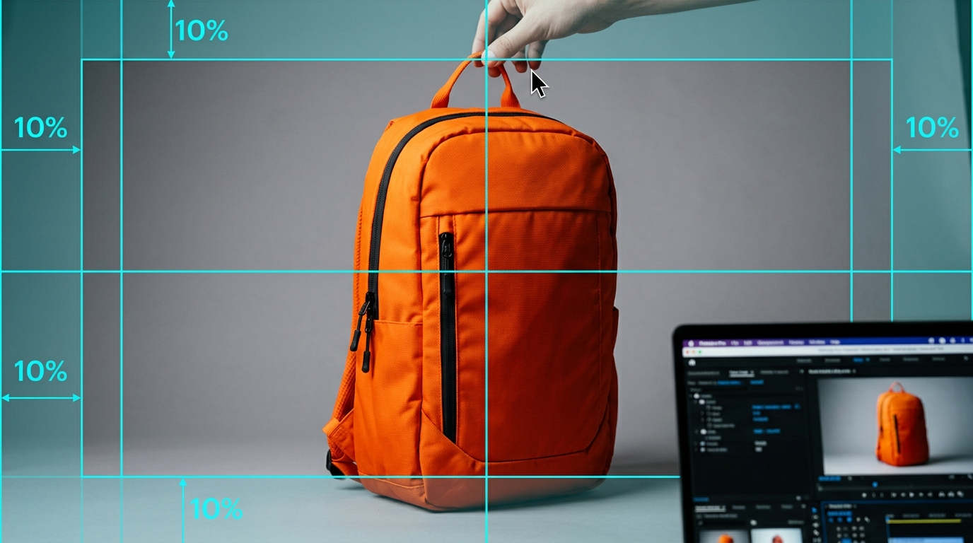 Thumbnail-ready subject on neutral backdrop with safe-zone guides