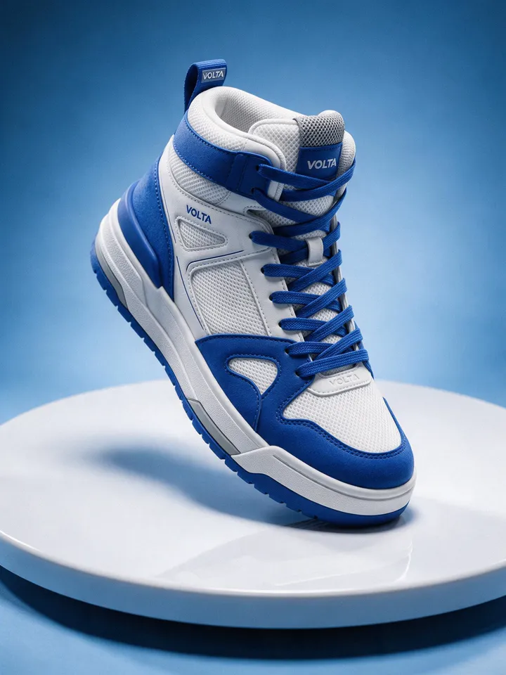 Volta high-top hero shot on a white platform