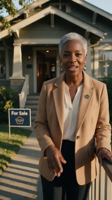 Realtor talking to camera on the porch of a home for sale for Keystone & Co. Realty