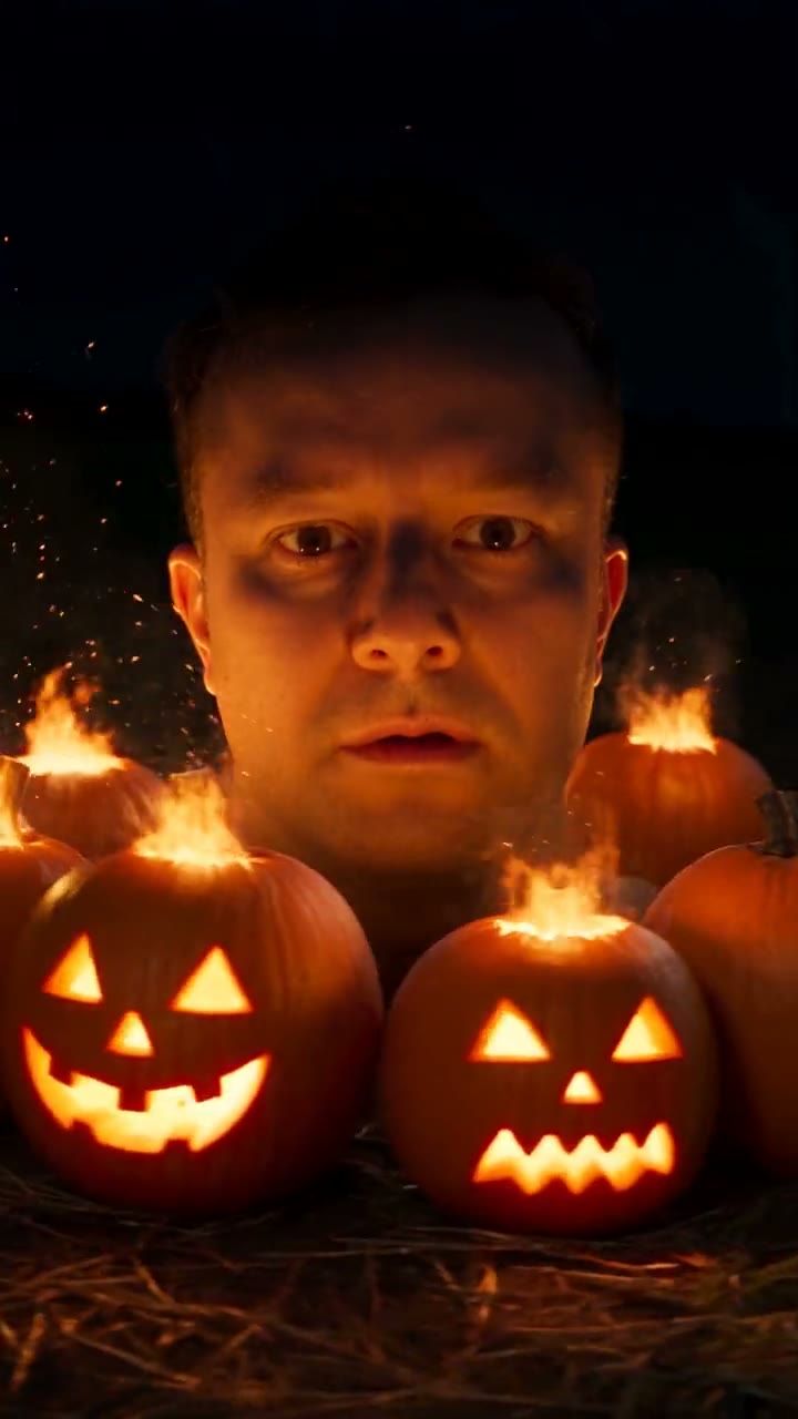 Pumpkin Glow AI video effect — a ring of pumpkins lights up around you
