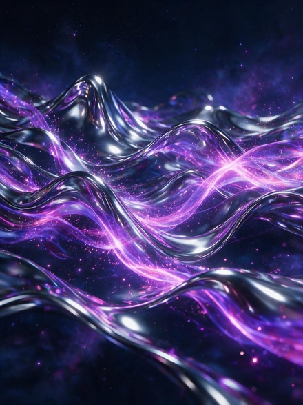 AI-generated image: liquid chrome sound waves