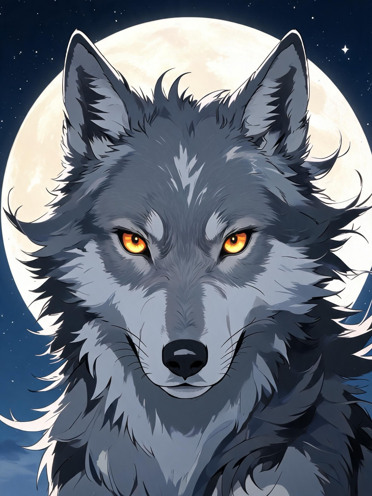 AI-generated image: Anime Wolf Portrait