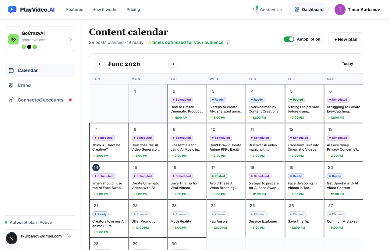 Content calendar filled with a month of scheduled and ready posts
